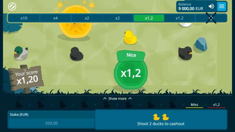 Exploding Ducks - x1.2 গুণক সহ একটি সফল শট